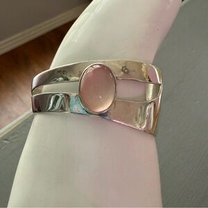 Carol Felley Rose Quartz 925 Sterling Silver Cuff Bracelet